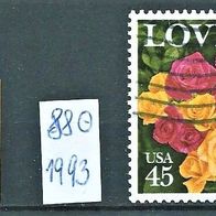 USA 1988 " Love Rose Mi. 1993 ZD Doppel Zwilling Paar Gestempelt ° US