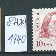 USA 1987 " Red Cloud Rote Wolke Mi.1940 ZD 2er ( * ) Ungummiert US