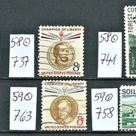 USA 1958/59 "Schutz Wald Boden Reuter Kossuth 4er Lot Mi.737/41/58/763 Gestempelt °