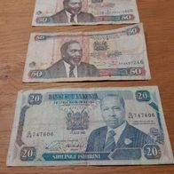 Kenia 1× 20 Shilling 1990 + 2× 50 Shilling 2010
