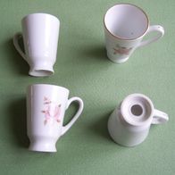 4x kleine Mini Tassen Porzellan Espressotassen Mokkatassen Rosenmotiv Goldrand Tassen