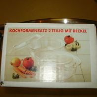 2 Glas Auflaufformen + Deckel 1l + 1,5 l OVP