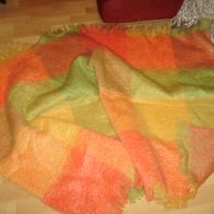Avoca Irland Mohairdecke rot- orange -grün 142 x 100 NEU