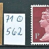 Großbritannien 1971 " Qu. Elisabeth II 1 Paar Mi 562 Freimarken Gestempelt ° UK GB