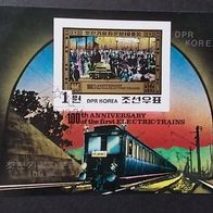 Nordkorea Block 100 Jahre elektrische Eisenbahn gestempelt