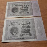 6x Reichsbanknote Hunderttausend Mark Berlin 1.2.1923