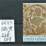 UN 1969 New York " Satz Mi. 218 / 219 Postfrisch * * UNO Vereinte Nationen