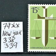 UN 1979 New York " Internationaler Gerichtshof Satz Mi. 218 / 219 Postfrisch * * UNO