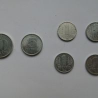 DDR = 1 Pfennig, 5 Pfennig, 10 Pfennig - 1968 bis 1988 / Kursmünzen - Alu