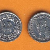 Schweiz 1/2 Franken 1969 B