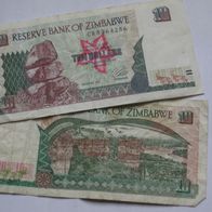 20 Dollar aus Zimbabwe (2x 10 DOLLAR)