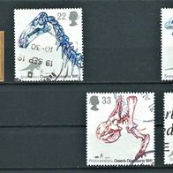 GB 1991 " Prähistorische Tiere Satz ohne 51 Mi 1350-1354 Gestempelt ° UK