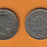 Schweiz 10 Rappen 1953 B