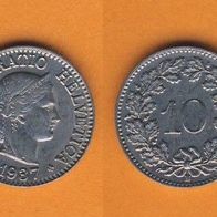 Schweiz 10 Rappen 1937 B