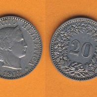 Schweiz 20 Rappen 1913 B