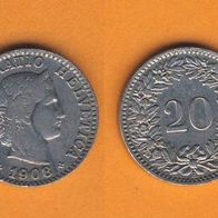 Schweiz 20 Rappen 1908 B