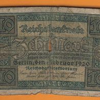 Rechsbanknote 10 Mark Berlin Feb.1920 Scheinnummer G - 1125833