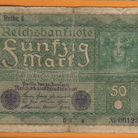 Rechsbanknote 50 Mark Reihe 1 Berlin Juni.1919 Scheinnummer 061235