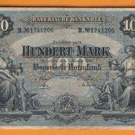 Bayerusche Banknote München 1. Januar 1900 100 Mark Scheinnummer B Nr. 1741206