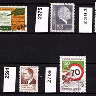 Tü014- Türkei Mi. Nr. 2349 + 2375 + 2383 + 2594 + 2768 A o <