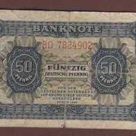 Banknote DDR 50 Pfennig Berlin 1948 Fünfzig Deutsche Pfennig Scheinnummer BO 7824902
