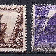 Italien, 1932, Mi. 416, 422, 10 Jahre fasch. Regime, 2 Briefm., gest.