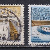 Italien, 1956, Mi. 959, 961, Olymp. Winterspiele, 2 Briefm., gest.