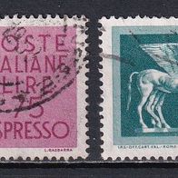 Italien, 1955 Mi. 1002, 1966 Mi. 1203, Express, 2 Briefm., gest.