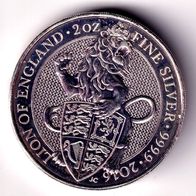 Großbritannien 5 Pounds 2016 Silber 2 oz. (Lion of England) 1. Ausgabe Queens Beasts