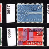 H698 Schweiz Mi. Nr. 646 + 647 + 648 + 654 + 655 + 669 o <