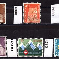 H708 Schweiz Mi. Nr. 862 + 863 + 864 + 865 + 870 + 871 o <