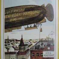 Postkarte - Luftschiff - Scherzbild von 1908 - Post / Zeppelin / Philatelie