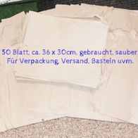 Packpapier Braun geschnitten 50 x ca. 36x30cm, gebraucht, sauber