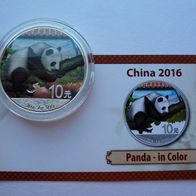 China Panda 10 Yuan 2016 Color - BU - Farbe .999 Ag * * Maximal 5.000 Ex. * *