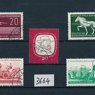 3664 - DDR Briefmarken Michel Nr 625,629-630,641,661 gestempelt Jahrg.1958