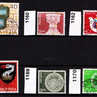 Sz063 - Schweiz Mi. Nr. 1154 + 1160 + 1162 + 1166 + 1169 + 1170 o <