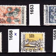 Ts055 - Tschechoslowakei Mi. Nr. 1652 + 1653 + 1657 + 1658x + 1658y o <