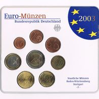 Euro - "Kursmünzensatz 2003 F" Deutschland in Stempelglanz