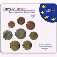 Euro - "Kursmünzensatz 2003 G" Deutschland in Stempelglanz