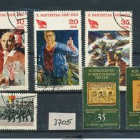 3705- DDR Briefmarken Michel Nr.2581,2595,2596,2598,2636,2637, gest. Jahrg.1981