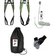 Produktbild von Baustellen-Absturzsicherungs-Set – 2 Auffanggurte, 20m Seil, Seilbremse & Falldämpfer