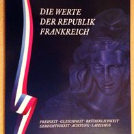 Sammelmappe "Die Werte der Republik Frankreich" + 3 Münzen