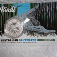 Australien 2013 - Krokodil Bindi - 1 Oz. Feinsilber 999/1000