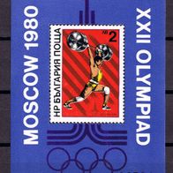 Bulgarien - Postfrisch Mi-Nr. Bl. 101 "Olymp. Sommerspiele, Moskau" nur 25%Mi