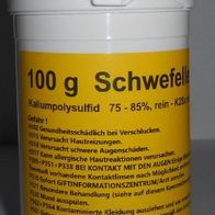 100 g di fegato di zolfo, polissolfuro di potassio K2Sx (75-85% puro
