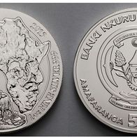 Ruanda Silbermünze 1 oz. 50 Amafaranga Francs 2015 Büffel Original-Folie vz-St