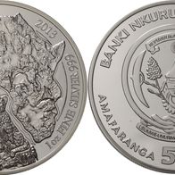 Ruanda Silbermünze 1 oz. 50 Amafaranga Francs 2013 Geparden Original-Folie vz-St