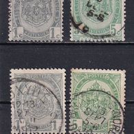 Belgien, 1893, Mi. 50, 52, Wappen, 4 Briefm., gest.