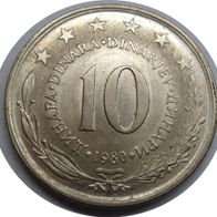 Jugoslawien 10 Dinara 1980 ## B
