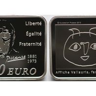 Frankreich 10 Euro 2010 Farbmünze Pablo Picasso (1881-1973) Entwurf mit Faunsgesicht